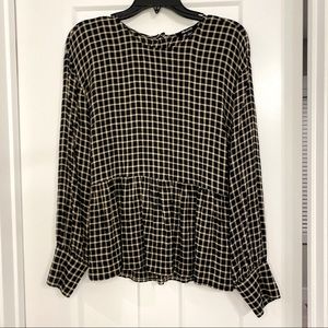 Madewell Gingham Peplum Button Back Blouse